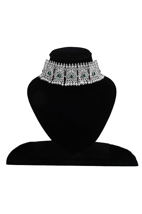 Indian Traditional Afghani Choker Oxidized Silver Necklace
