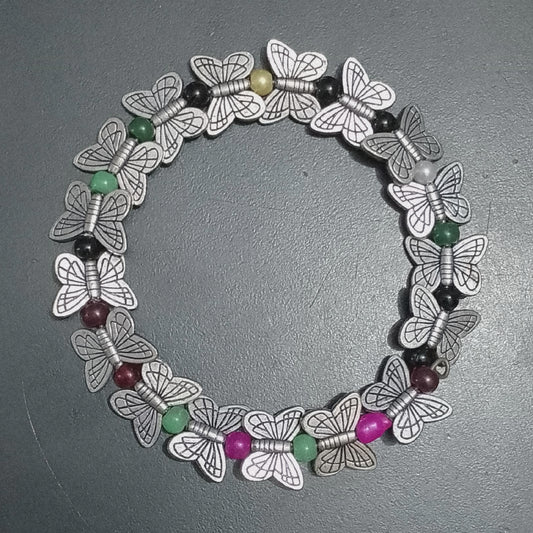 German Silver Butterfly Bracelet with Shiny Stones