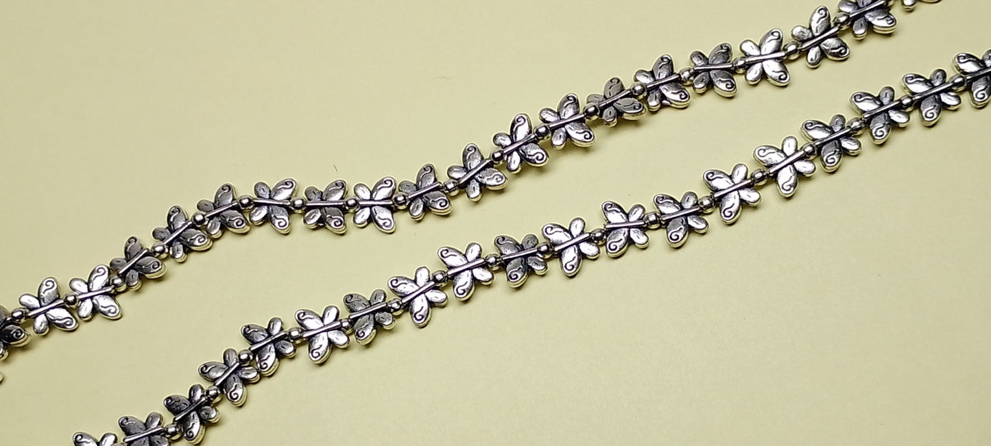 German Silver Contemporary Designer Payal Anklets Pair in Antique Finish For Women & Girls
