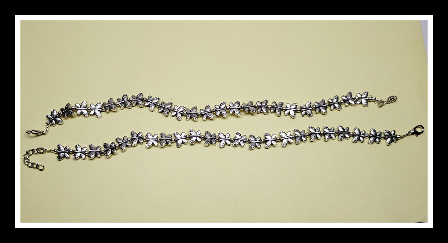 German Silver Contemporary Designer Payal Anklets Pair in Antique Finish For Women & Girls