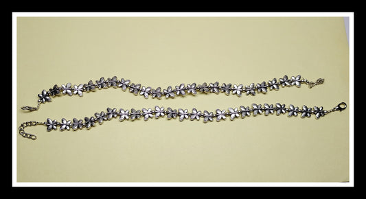 German Silver Contemporary Designer Payal Anklets Pair in Antique Finish For Women & Girls