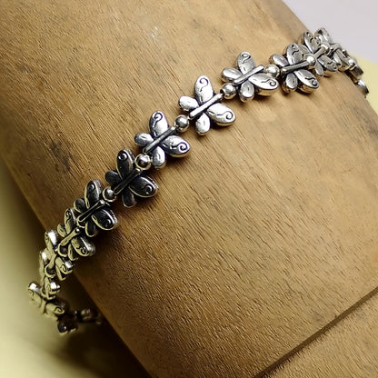 German Silver Contemporary Designer Payal Anklets Pair in Antique Finish For Women & Girls